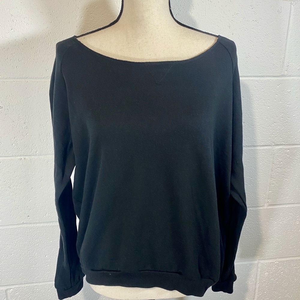 OTL Cropped Distressed Raw Hem Sweatshirt